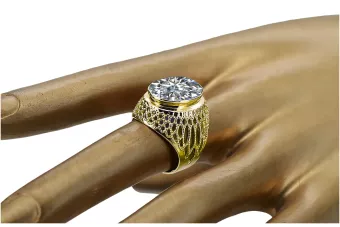 Ring Vintage Stil Zirkon 14 Karat Gelbgold vrc089y